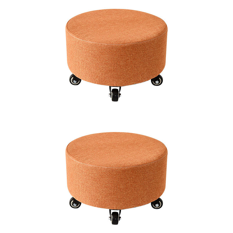 Cotton Blend Ottoman Houndstooth Pattern Fade Resistant Round Ottoman with Wheels