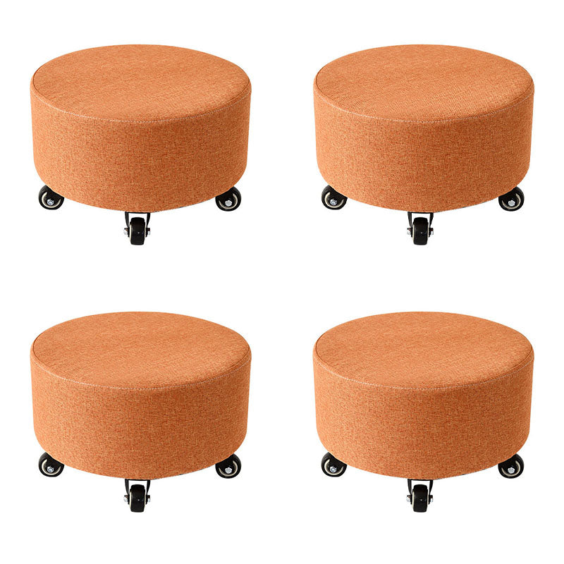 Cotton Blend Ottoman Houndstooth Pattern Fade Resistant Round Ottoman with Wheels