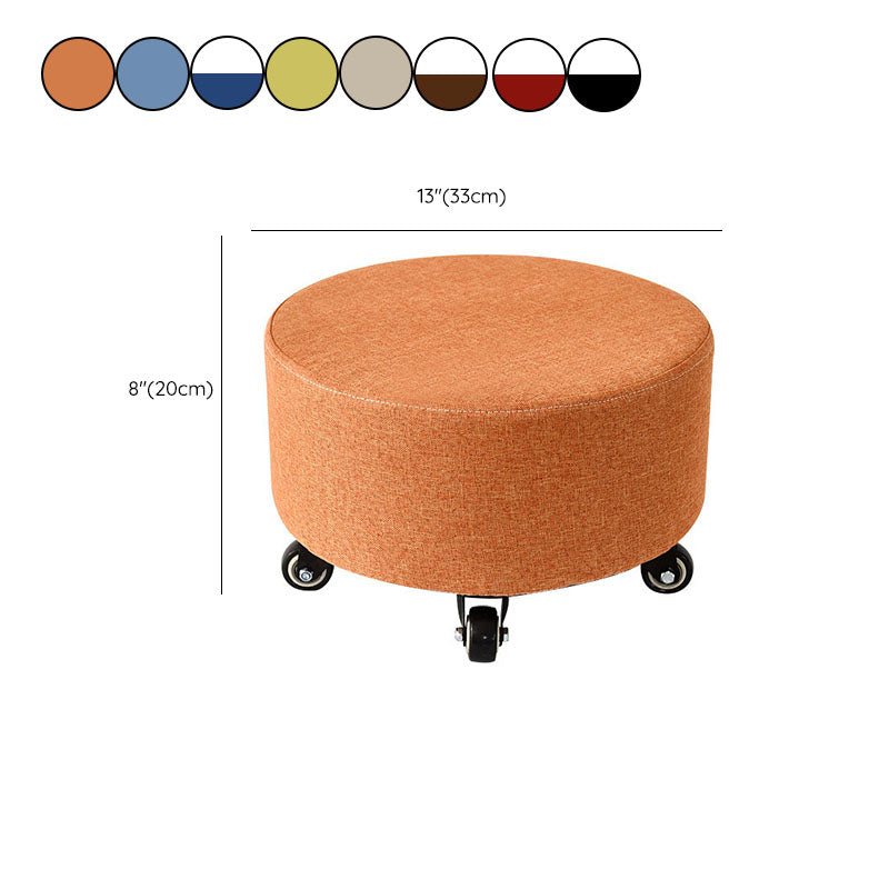 Cotton Blend Ottoman Houndstooth Pattern Fade Resistant Round Ottoman with Wheels