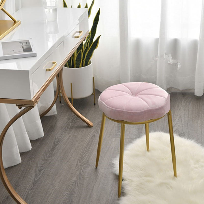 Velvet Upholstered Ottoman Velvet Colored Flower Shape Metal Frame Ottoman