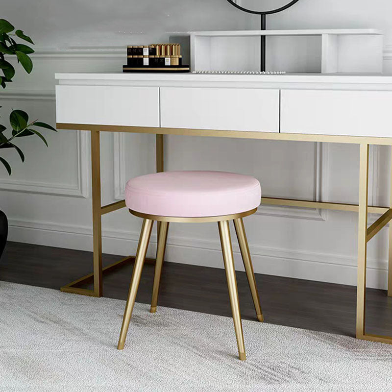 Velvet Upholstered Ottoman Velvet Colored Flower Shape Metal Frame Ottoman