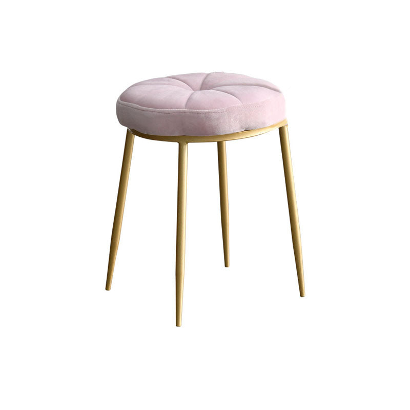 Velvet Upholstered Ottoman Velvet Colored Flower Shape Metal Frame Ottoman