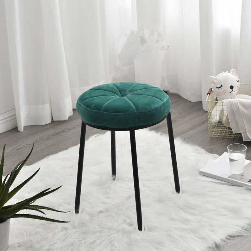Velvet Upholstered Ottoman Velvet Colored Flower Shape Metal Frame Ottoman