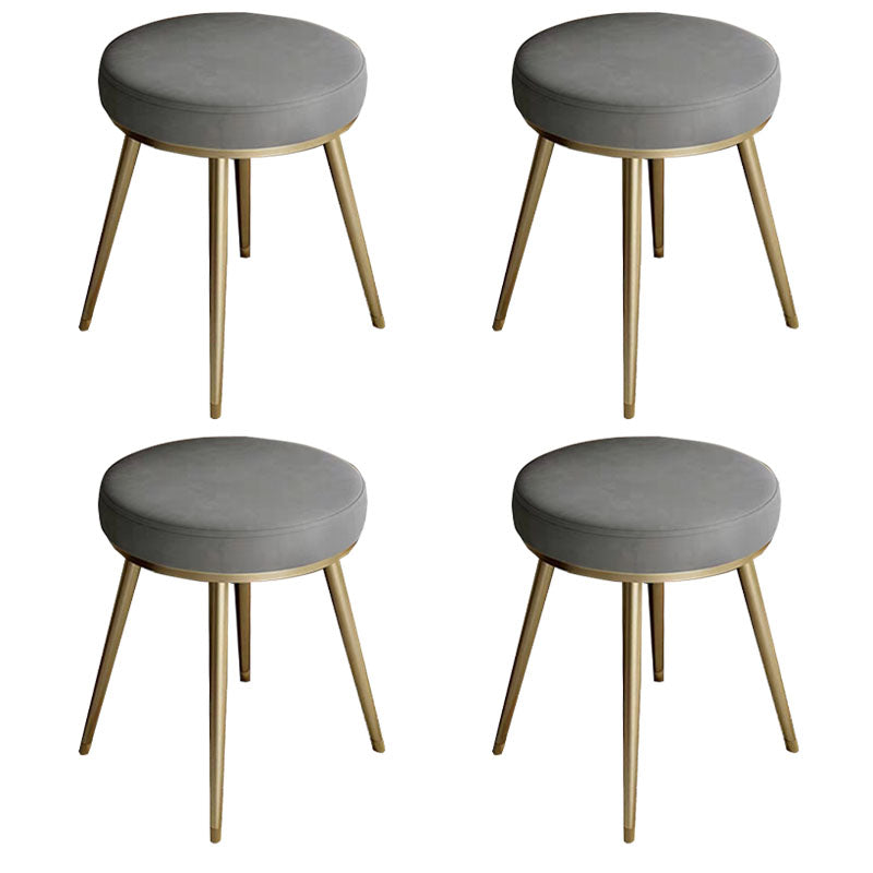 Velvet Upholstered Ottoman Velvet Colored Flower Shape Metal Frame Ottoman