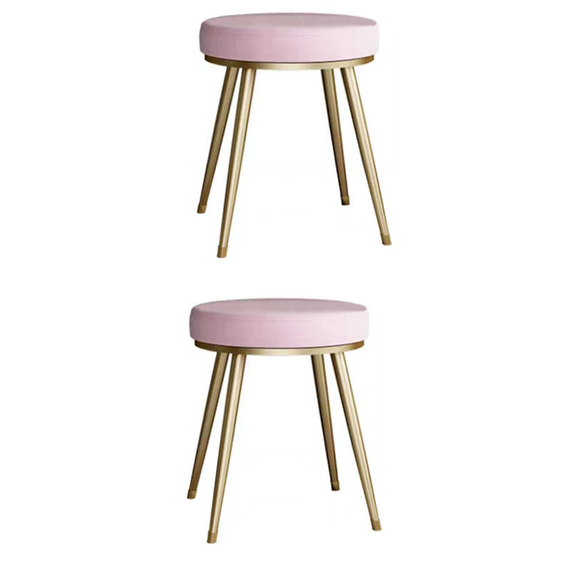 Velvet Upholstered Ottoman Velvet Colored Flower Shape Metal Frame Ottoman