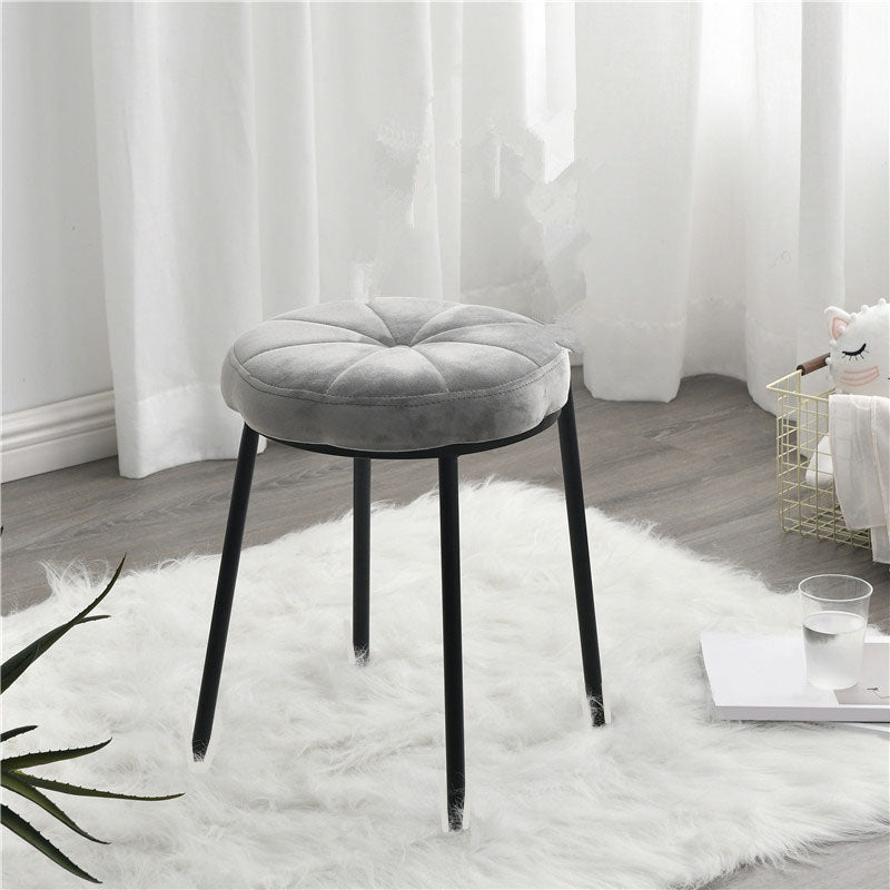 Velvet Upholstered Ottoman Velvet Colored Flower Shape Metal Frame Ottoman