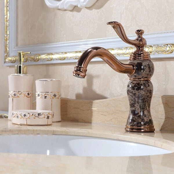 Luxury Bathroom Faucet Brass Lever Handle Low Arc Vessel Faucet