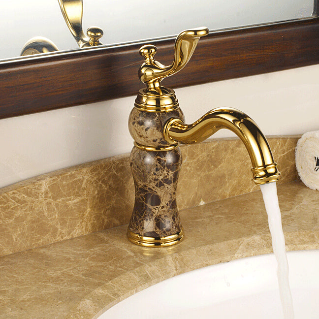 Luxury Bathroom Faucet Brass Lever Handle Low Arc Vessel Faucet