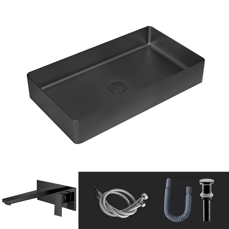 Contemporary Trough Bathroom Sink Solid Color Metal Trough Sink