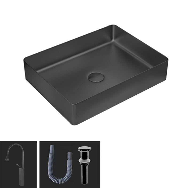 Contemporary Trough Bathroom Sink Solid Color Metal Trough Sink