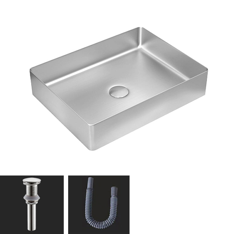 Contemporary Trough Bathroom Sink Solid Color Metal Trough Sink