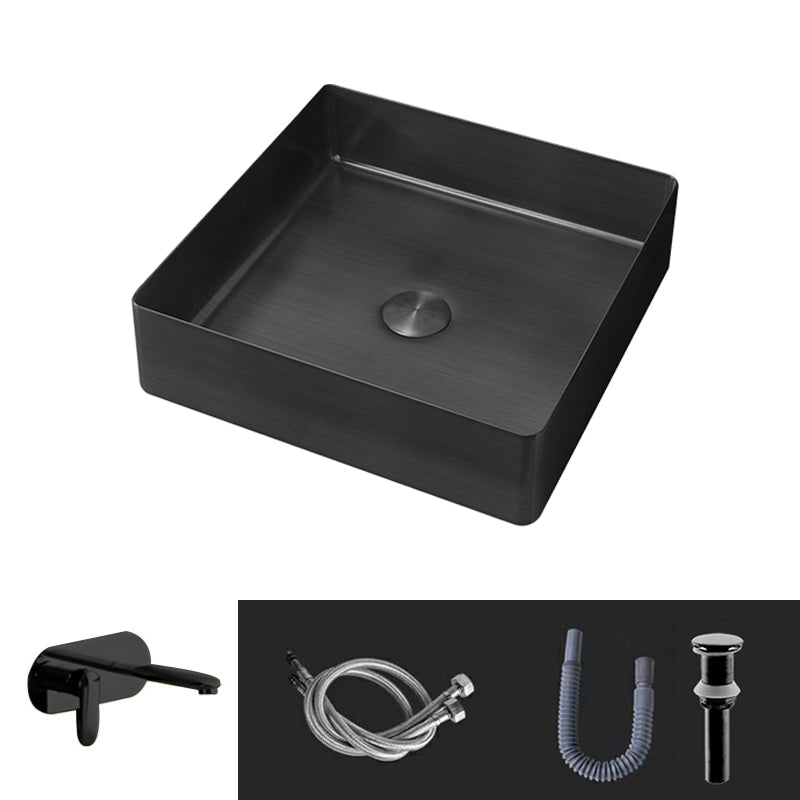 Contemporary Trough Bathroom Sink Solid Color Metal Trough Sink
