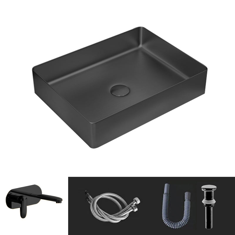 Contemporary Trough Bathroom Sink Solid Color Metal Trough Sink