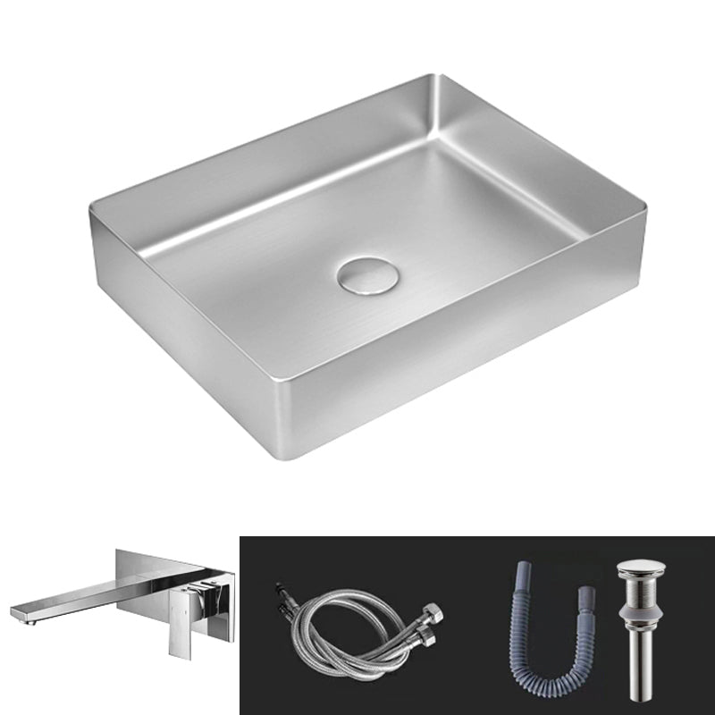 Contemporary Trough Bathroom Sink Solid Color Metal Trough Sink