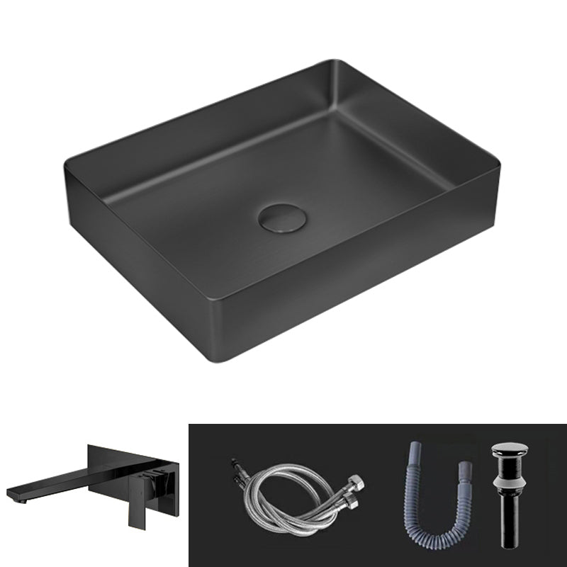 Contemporary Trough Bathroom Sink Solid Color Metal Trough Sink