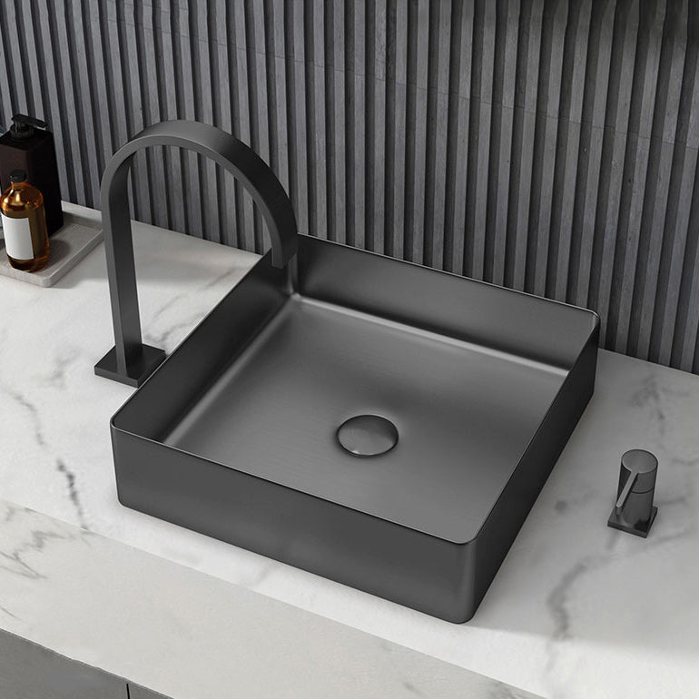 Contemporary Trough Bathroom Sink Solid Color Metal Trough Sink