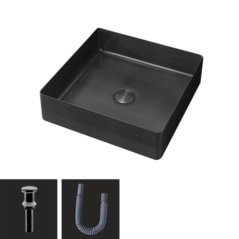 Contemporary Trough Bathroom Sink Solid Color Metal Trough Sink