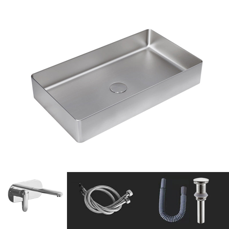 Contemporary Trough Bathroom Sink Solid Color Metal Trough Sink