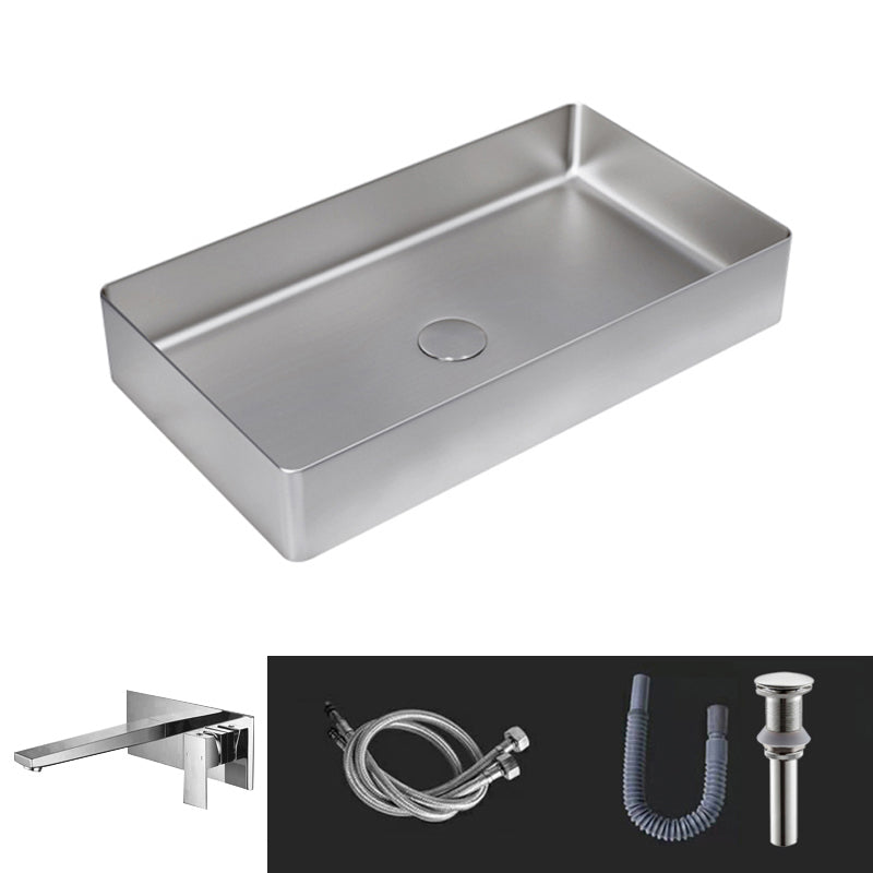 Contemporary Trough Bathroom Sink Solid Color Metal Trough Sink