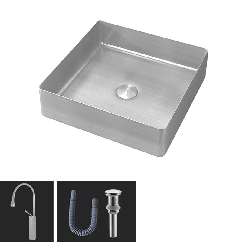 Contemporary Trough Bathroom Sink Solid Color Metal Trough Sink