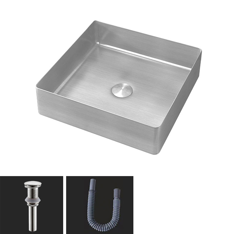 Contemporary Trough Bathroom Sink Solid Color Metal Trough Sink