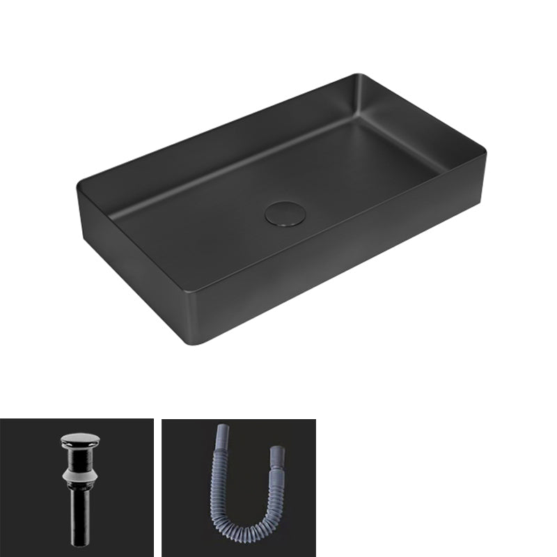Contemporary Trough Bathroom Sink Solid Color Metal Trough Sink