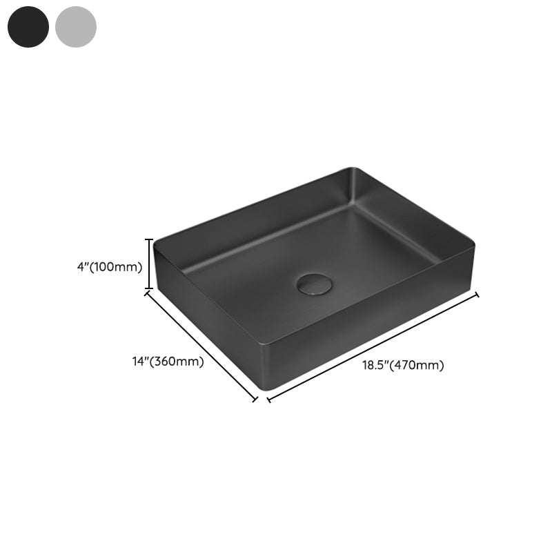 Contemporary Trough Bathroom Sink Solid Color Metal Trough Sink