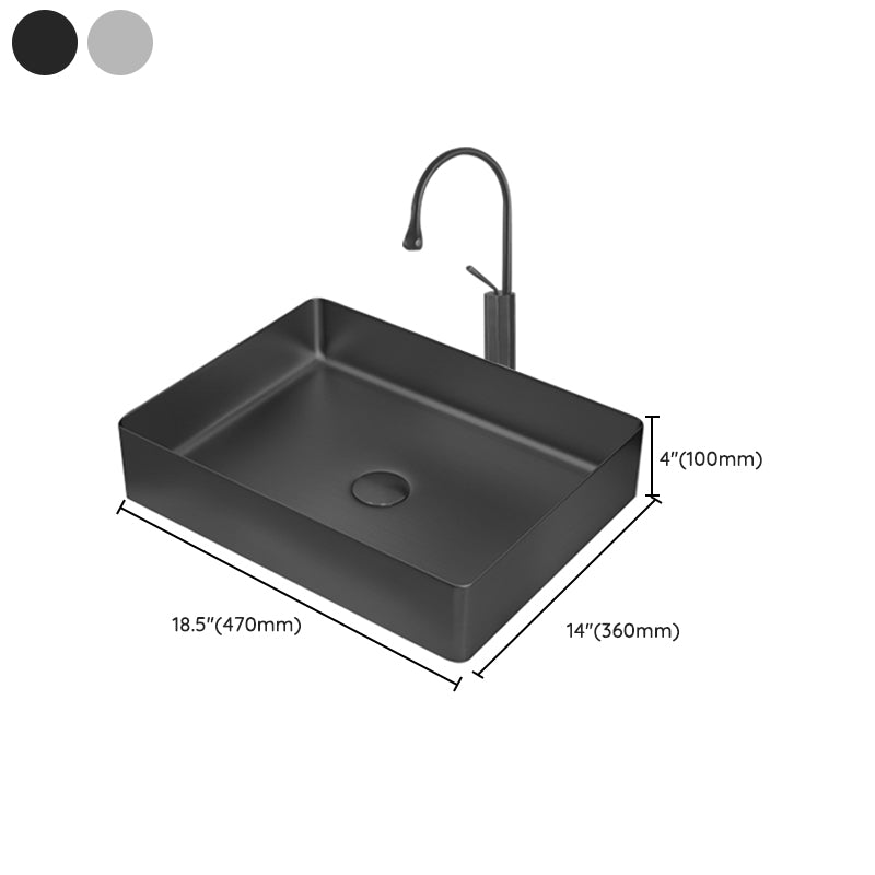Contemporary Trough Bathroom Sink Solid Color Metal Trough Sink