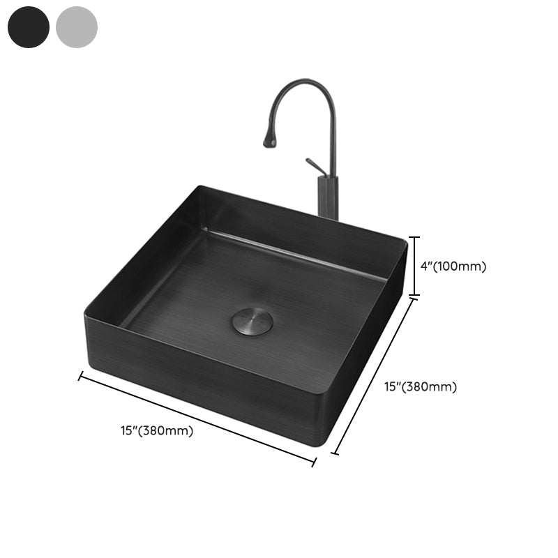 Contemporary Trough Bathroom Sink Solid Color Metal Trough Sink