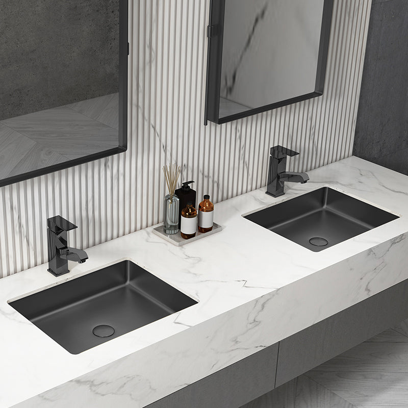 Modern Bathroom Sink Metal Rectangular Undermount Bathroom Sink with Pop-Up Drain