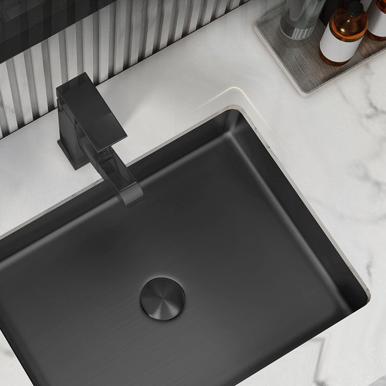 Modern Bathroom Sink Metal Rectangular Undermount Bathroom Sink with Pop-Up Drain