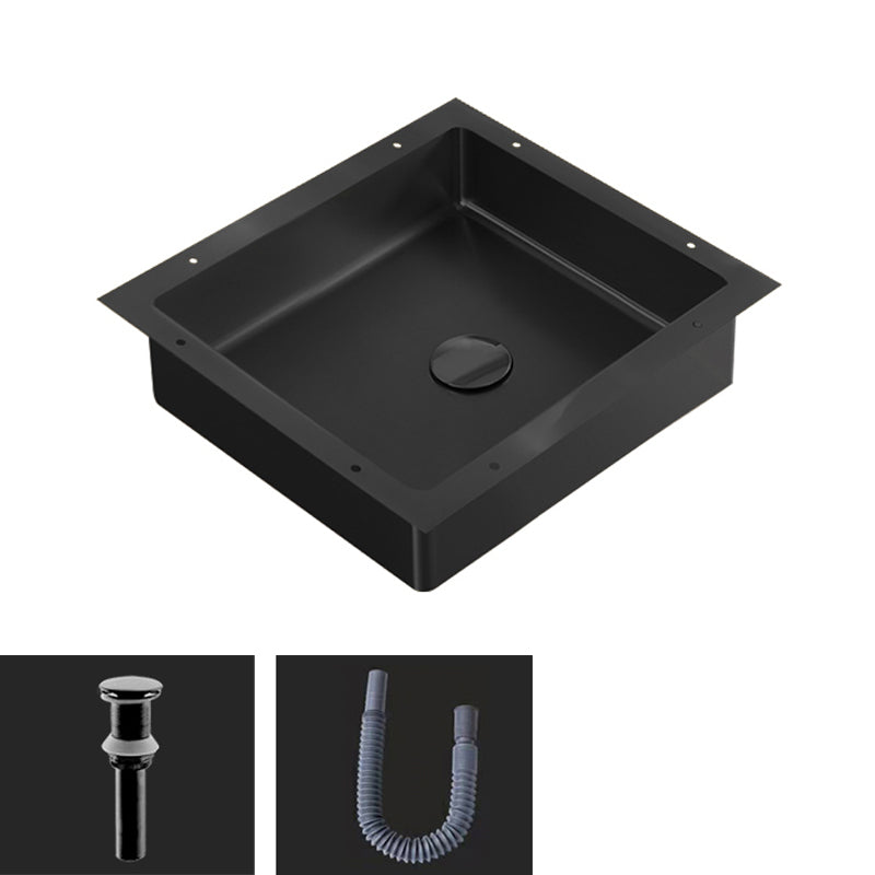 Modern Bathroom Sink Metal Rectangular Undermount Bathroom Sink with Pop-Up Drain