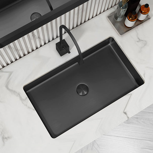 Modern Bathroom Sink Metal Rectangular Undermount Bathroom Sink with Pop-Up Drain