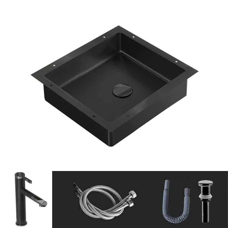 Modern Bathroom Sink Metal Rectangular Undermount Bathroom Sink with Pop-Up Drain
