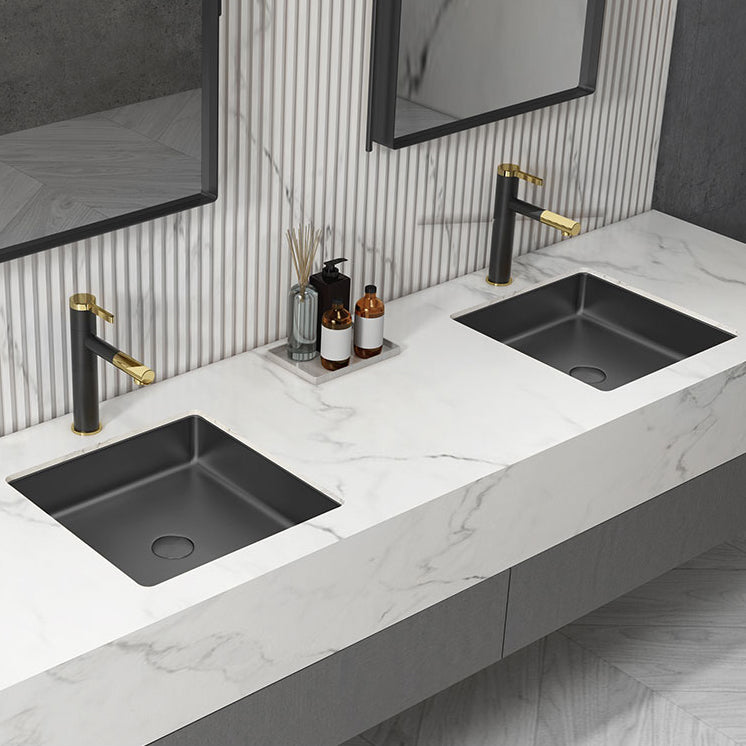 Modern Bathroom Sink Metal Rectangular Undermount Bathroom Sink with Pop-Up Drain