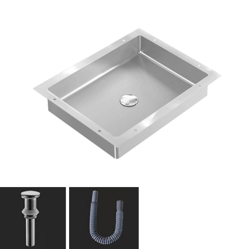 Modern Bathroom Sink Metal Rectangular Undermount Bathroom Sink with Pop-Up Drain