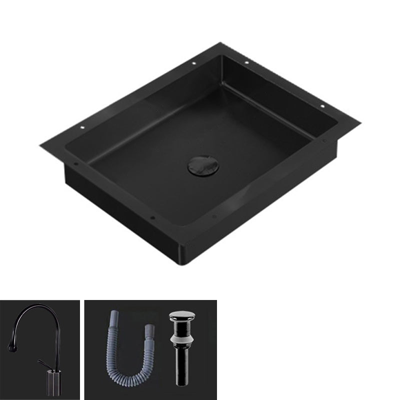 Modern Bathroom Sink Metal Rectangular Undermount Bathroom Sink with Pop-Up Drain