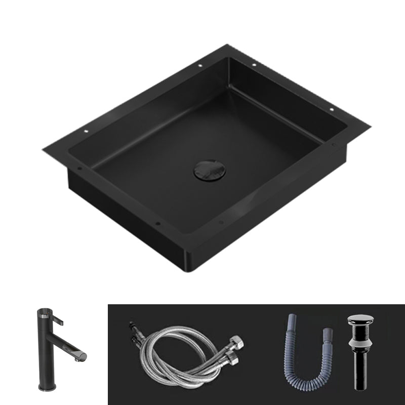 Modern Bathroom Sink Metal Rectangular Undermount Bathroom Sink with Pop-Up Drain