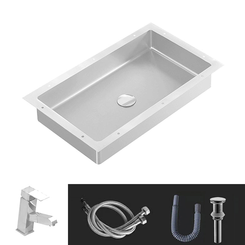 Modern Bathroom Sink Metal Rectangular Undermount Bathroom Sink with Pop-Up Drain
