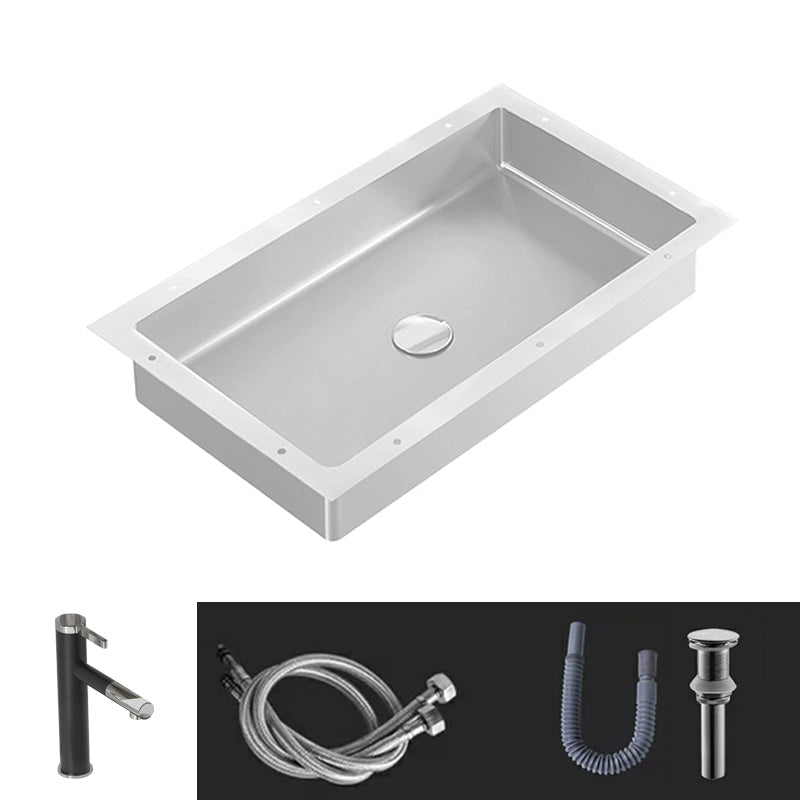 Modern Bathroom Sink Metal Rectangular Undermount Bathroom Sink with Pop-Up Drain