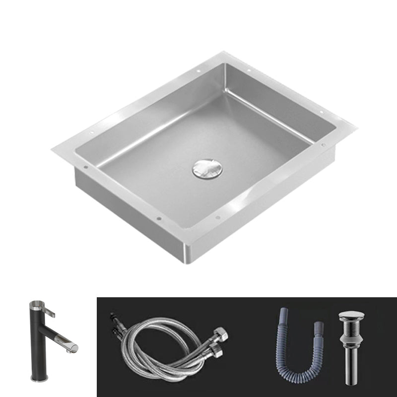 Modern Bathroom Sink Metal Rectangular Undermount Bathroom Sink with Pop-Up Drain