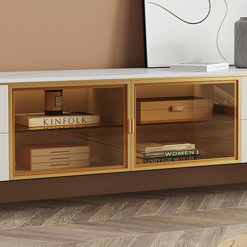Enclosed Storage Media Console TV Stand Stone TV Stand with 4 Drawers