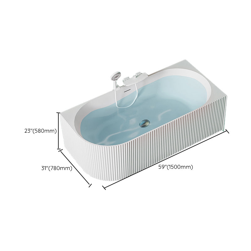 Modern White Acrylic Soaking Bathtub Rectangle Back to Wall Bathtub