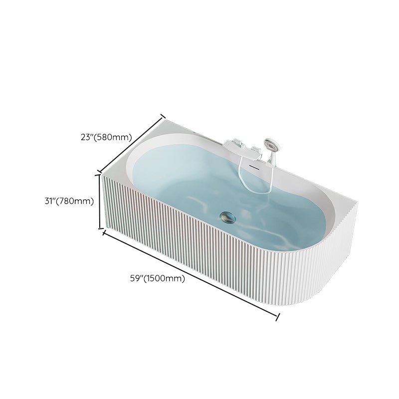 Modern White Acrylic Soaking Bathtub Rectangle Back to Wall Bathtub