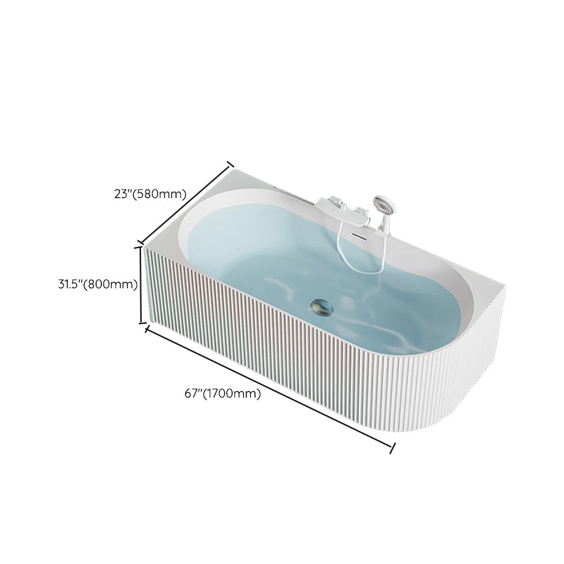 Modern White Acrylic Soaking Bathtub Rectangle Back to Wall Bathtub