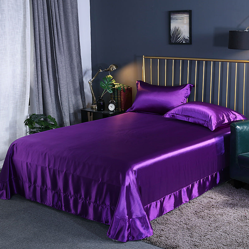 Bed Sheet Solid Color Sateen Weave Soft Breathable Bed Sheet