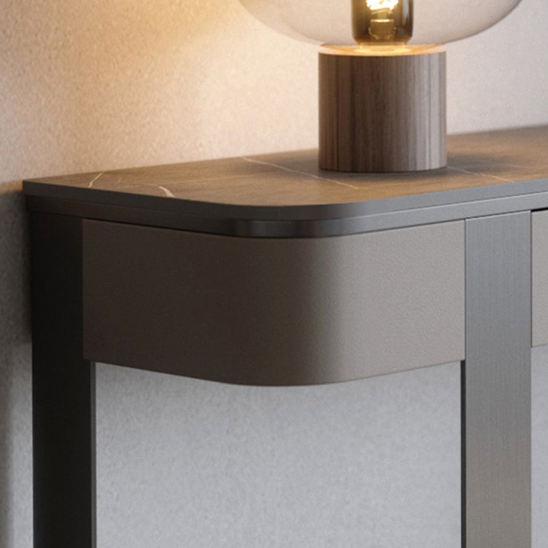 Stone Half Moon Console Table Modern 13.78" W Accent Table for Hall
