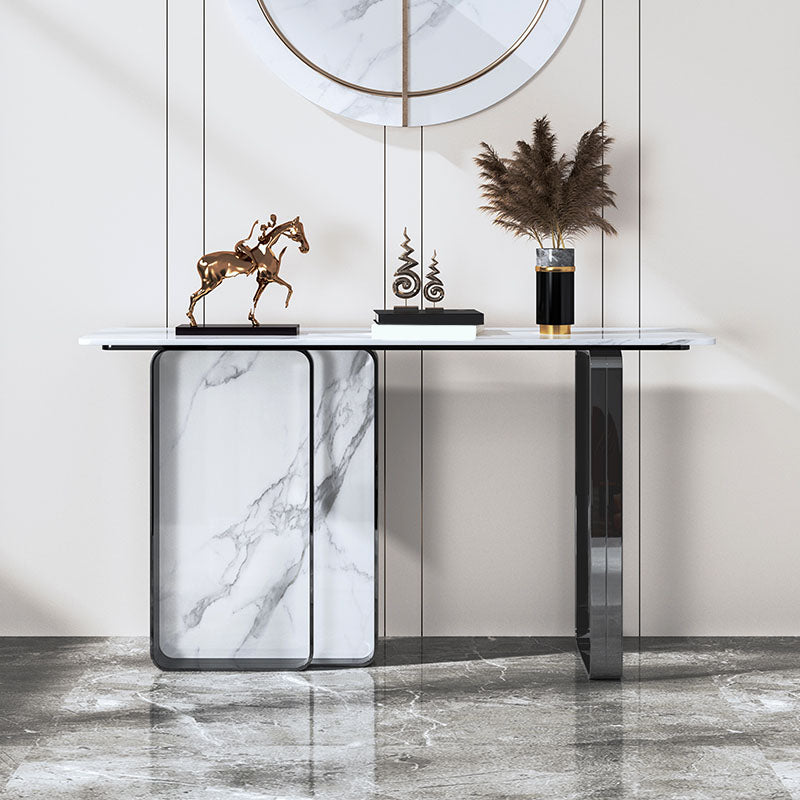Stone Rectangle Accent Table Modern 31.5" Tall Console Table