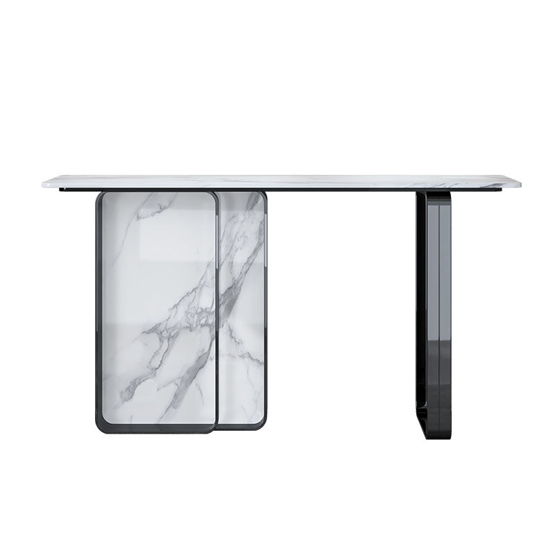 Stone Rectangle Accent Table Modern 31.5" Tall Console Table