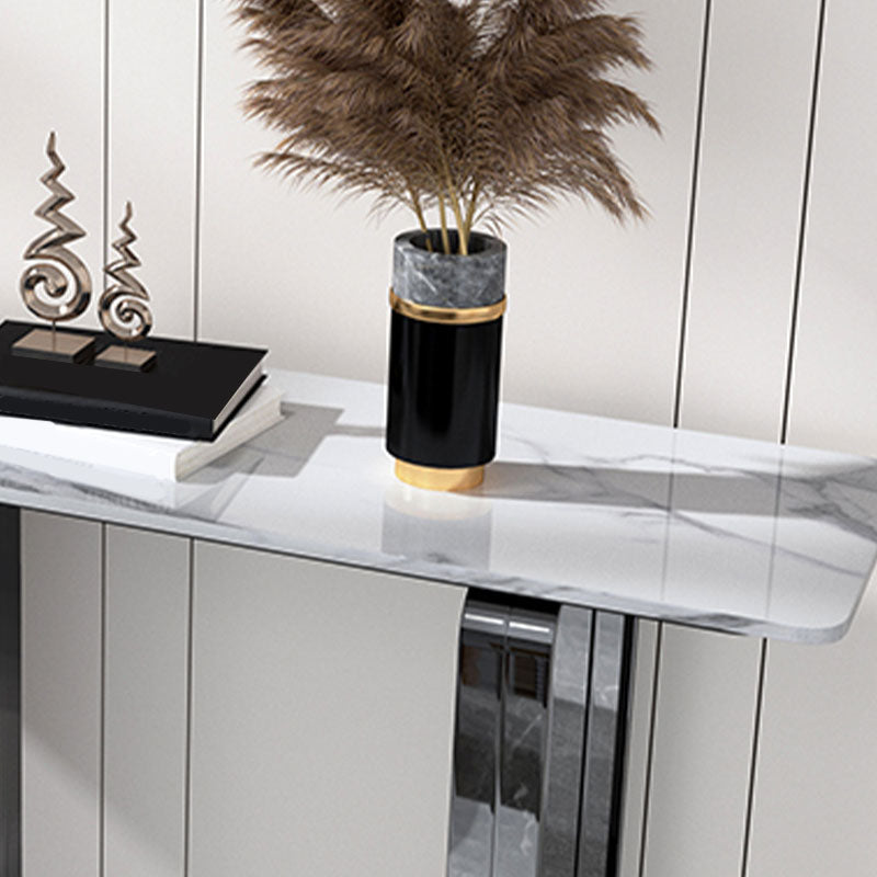 Stone Rectangle Accent Table Modern 31.5" Tall Console Table